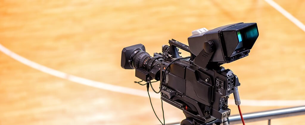 Sports Video camera pointed at a basketball court
